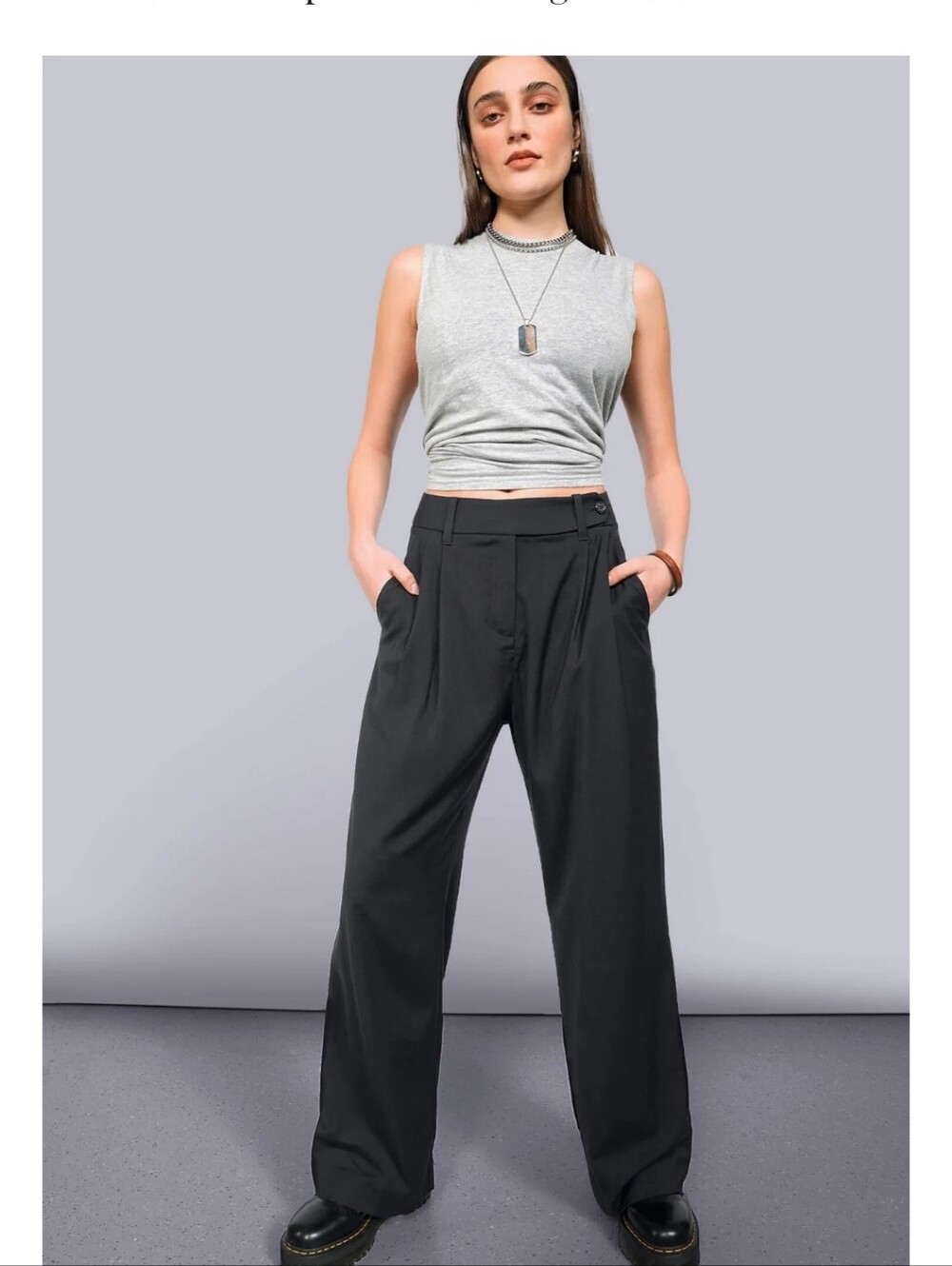 Wildfang The Empower Wide-Leg Trouser with Tan Side Stripe